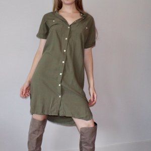 💚 NWOT Max Studio Army Green Button Down Dress XS